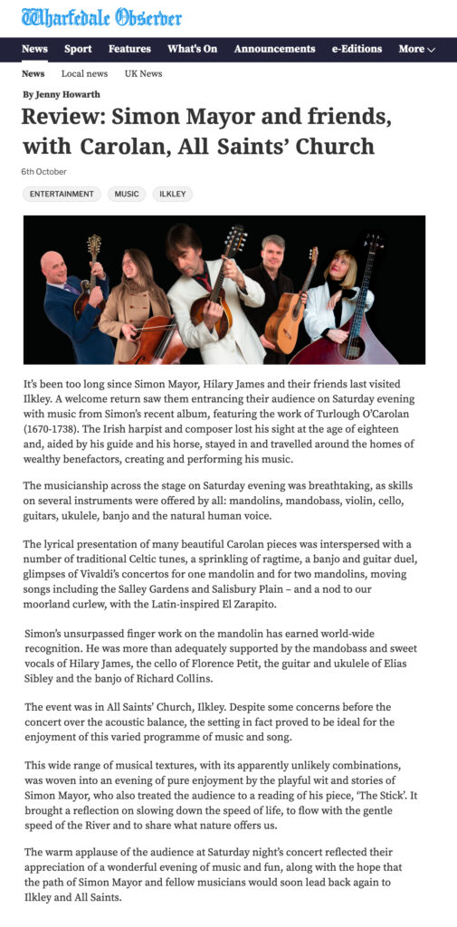 Wharfedale Observer review: Simon Mayor & Friends